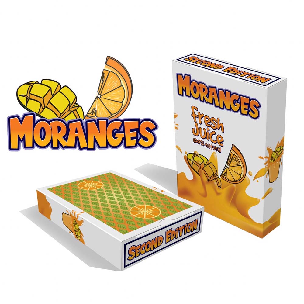 Moranges Second Edition tuck box by Magic Encarta — premium playing card packaging with 3 special finishes