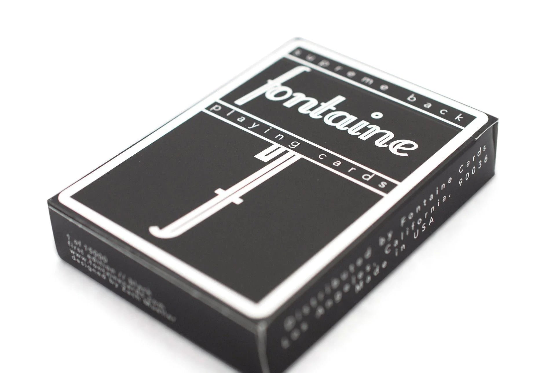 Black Fontaine Playing Cards side view tuck box