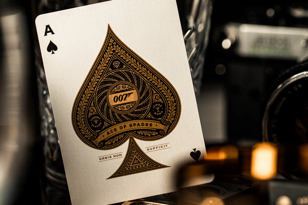 James Bond 007 Playing Cards by Theory11 — Ace of Spades detail featuring '007' branding.