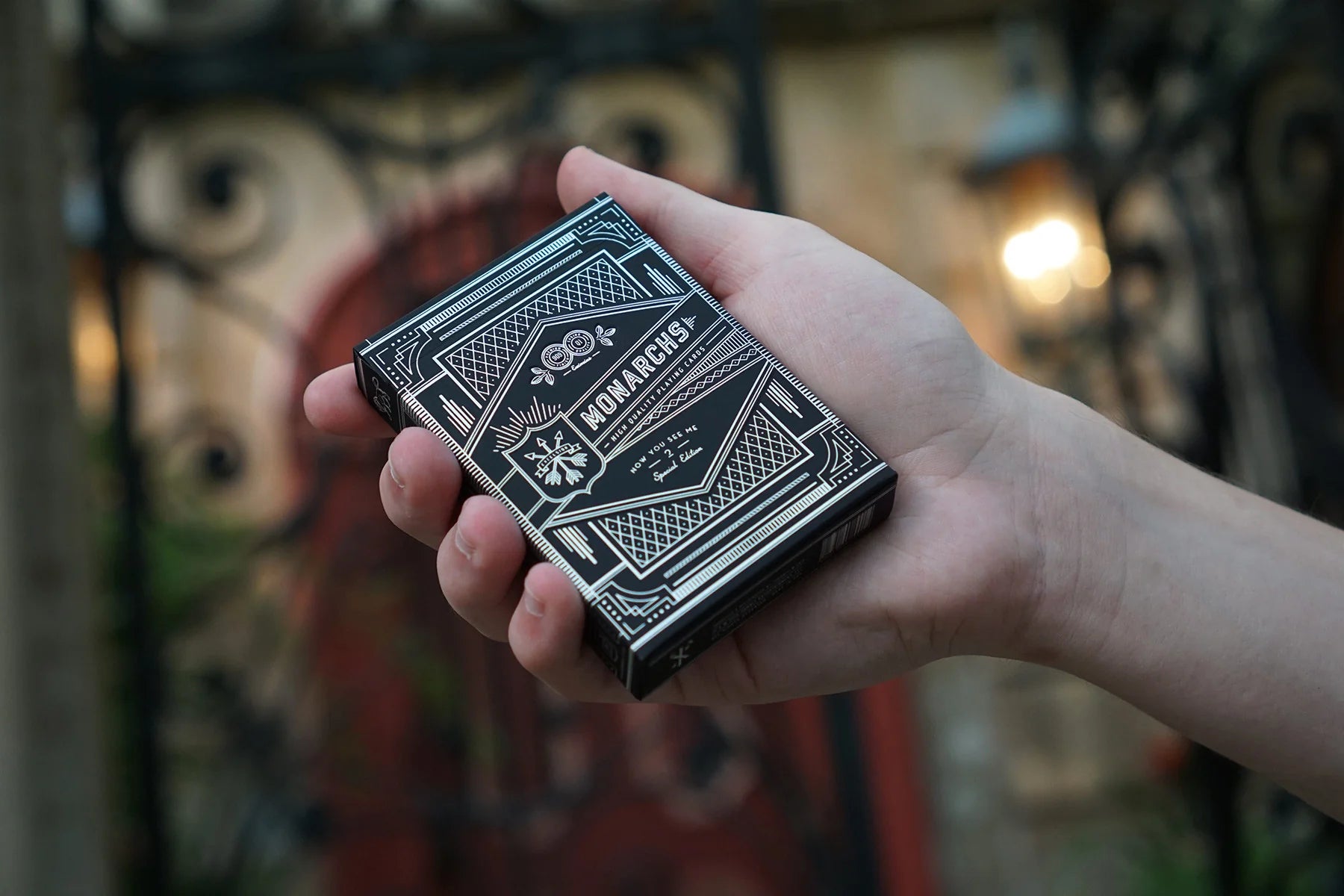 Monarch Playing Cards Now You See Me 2 Limited Edition by Theory11 — ultra rare collector deck lifestyle shot