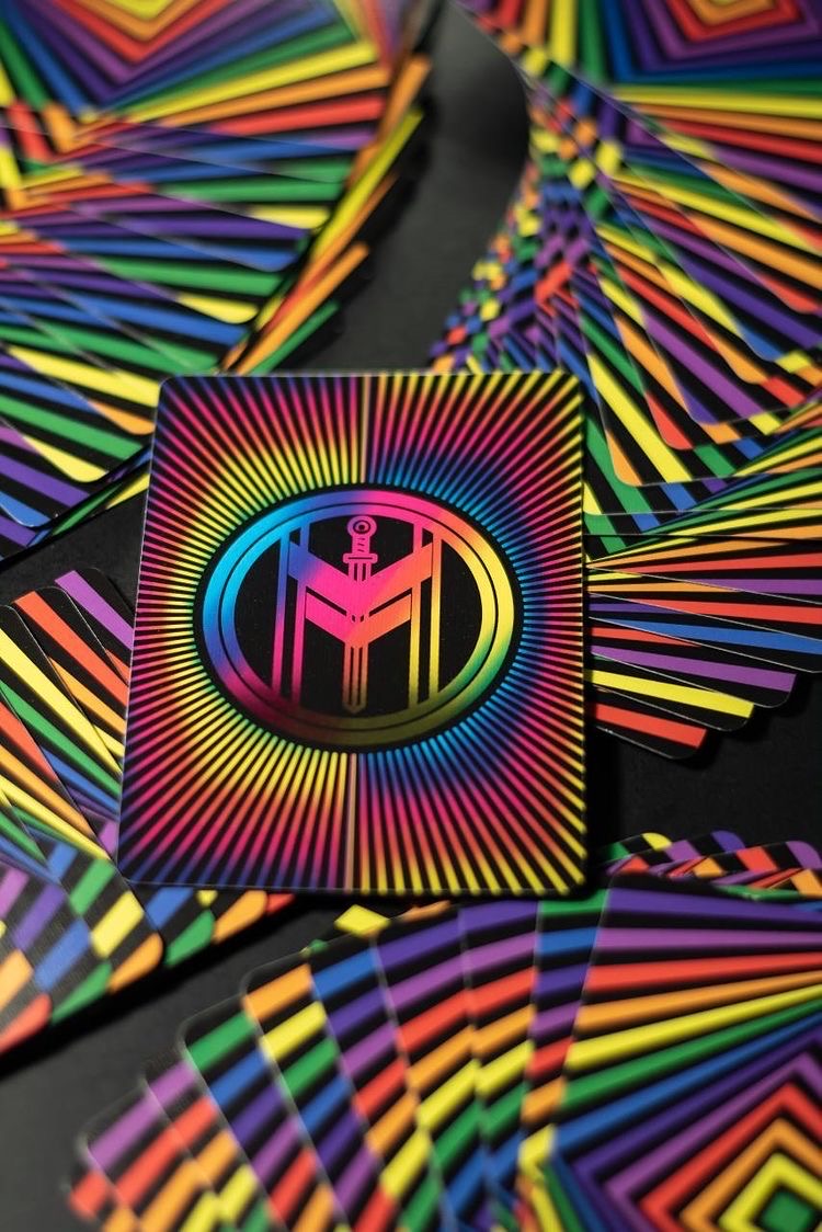 XQ Forty Nine Cardistry Playing Cards spread showing custom card design